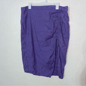 Anthropologie Linen Blend midi-length pencil skirt ruched Scrunched side slit 1X